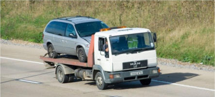 Silver Vehicle Being Recovered