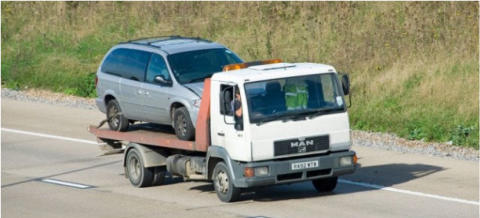Silver Vehicle Being Recovered